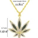 18K Gold Plated Leaf Diamond Pendant Necklace Photo 2