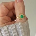 American Vintage Vintage “Eurydice” Green Gold Adjustable Cocktail Ring Sunburst Emerald Femme Classic Photo 1