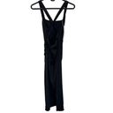 Halara  Cloudful Ruched Split Crisscross Bodycon Midi Dress‎ Black NWT S Photo 7