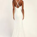 Lulus NWOT  Eternally Romantic White Lace Backless Mermaid Maxi Dress Size XS Photo 2