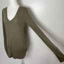 LA Made New  Slub Jersey V-Neck Top Thumbhole Long Sleeve Tunic Olive Green Photo 4