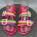 Betsey Johnson  Women's Calli Slide Sandal Striped Rainbow Size 7 Multicolor Photo 1