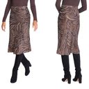 J. McLaughlin  Zambria Bias Louisa May Midi Skirt Brown Black Animal Print Size 4 Photo 3