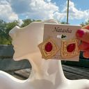 Natasha gold tone diamonds shape 💠 red diamond earrings studs Photo 1