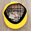 Burberry Super Rare  Newsboy Cotton Cap Hat Beret Yellow W/ Plaid Size L - NWT Photo 2