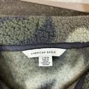 American Eagle  Aerie Size L Oversized Green Camo Sherpa Quarter Jacket Fuzzy Photo 2