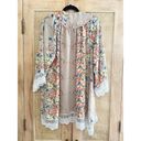 Saved by the Dress Floral Kimono Robe Duster Taupe Tan Size Large Cover Up Boutique Photo 2