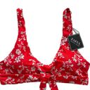 Zaful  Bikini Set Red White Floral Knot Cheeky Two Piece Swim Bikini Size 4 NEW Photo 1