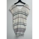 Maison Scotch  Womens Beach Cover Up White Size XS 4 Fringe Striped Blue Pink Photo 2