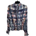 Parker  Abstract Watercolor Print Long Sleeve Blouse Small New Photo 2