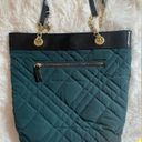 Talbots  Quilted Tote Purse Bag Green with Gold Chain Photo 1