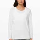 Lululemon  Womens Emerald Long Sleeve T-Shirt in White Sz 8 | Pima Cotton Stretch Photo 0