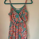 Lush Clothing Lush faux wrap mini dress spaghetti straps teal orange floral women’s size Small Photo 0