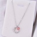 Sterling Silver 925  crescent strawberry crystal necklace women's high-end light luxury 2023 new style peach blossom clavicle chain ins lettering Photo 1