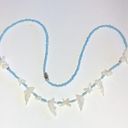 Vintage Blue  Seed Bead Beaded Carved Dolphin Shell Boho Necklace Photo 3