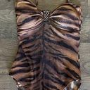 Gottex  Tiger Stripe Tan Black Animal Print One Piece Swimsuit Women's Size 8 Photo 0