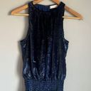 Ramy Brook  Blue Shimmer Velvet Blouse Photo 1