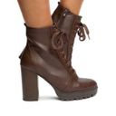 Soda  Balboa booties lug bottom chunky heel PU brown size 8 Photo 4