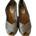 Ralph Lauren Lauren  Silver Silk Crisscross Peep Toe Espadrille Cecilia Wedges 8 Photo 1