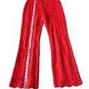 Free People  Red Wild Laces Pull-On Crop Flare Pants Photo 9