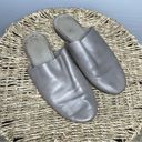 Vince  Oren Grey Leather Slip On Mule Slipper Photo 0