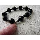 Onyx Vintage Style Jet Black  Beads Black Hematite Faceted Spacers Bracelet Photo 4