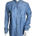 Rails  Shirt Womens XS Blue Carter Button Down Dark Vintage Wash Raw Hem Chambray Photo 0