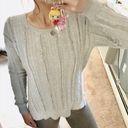 Harper  lane gray distressed fringe sweater Photo 0