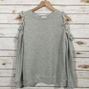 Caslon  Ruffle Trim Cold Shoulder Sweatshirt - Gray - Small Photo 8