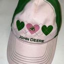 John Deere  Womens Hat Cap Adjustable Hook And Loop Pink Green Hearts Photo 0