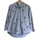 Coleman Vintage 90s Casey  embroidered dragonfly denim chambray button down shirt Photo 0