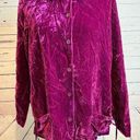 Denim & Co  Velour Shirt Button front Blouse Plush Long sleeve size Large Pink Photo 0