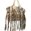 multi color woven fringed oversize tote satchel bag NEW Photo 0