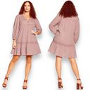 City Chic Starling Reine  NWT Dusty Pink Reine Swiss Dot Mini Shift Dress Sz 20 Photo 1