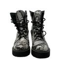 Madden Girl  Archiee Snakeskin Lug Sole Heeled Combat Boots Black White Size 6 Photo 4