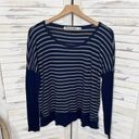 Michael Stars  Women's Striped Thermal Long Sleeve Top Navy Blue Gray One Size Photo 5