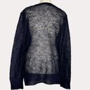 J.Jill  Mohair Wool Blend Cardigan Sweater V Neck Button Sheer Black M bv Photo 2