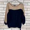 Karina Grimaldi  Silk Colorblock Cream and Navy Blouse Size XS Photo 1