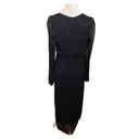 Baltic Born  Devlyn Pleated Midi Dress Black Shimmer V Neck Women’s Size L New Photo 8