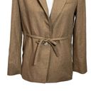 Vince  Flannel Blazer Italian Wool Self Tie Dark Taupe Brown Women’s Size 00 Photo 2