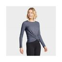 All In Motion  Womens Top Size XXL Long Sleeve Twist Front T-Shirt Gray NEW Photo 4