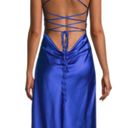 Danielle Bernstein  Blue Satin Lace Up Dress Photo 3