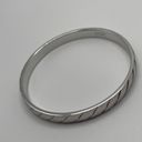 Monet Vintage Signed  - Silver Tone Bangle Bracelet Etched Stripes Photo 7