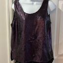 DKNY NWT  Womens Sleeveless Sequin Split-Back Top Purple Size S Photo 2