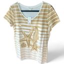 Christopher & Banks NWT  seahorse/shell beach themed T-shirt w/rhinestones size L Photo 0