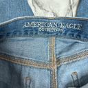 American Eagle  Mom Jeans Blue Denim Distressed Ripped knees size 4 high rise Photo 3