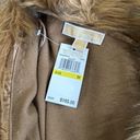 Michael Kors NWT  Faux Fur Collar Cotton Blend Cardigan Sweater Medium In Husk Photo 5