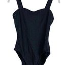 Vtg Y2K Mainstream Black Textured One Piece Swimsuit Sz 12 Sweetheart Neckline Photo 0