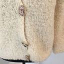 The Moon  GRAY Vintage Off White Boucle Knit Sweater Cardigan Wood Buttons Medium 4 Photo 5