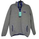 Simply Southern  1/4 Snap Pullover Sweater Gray Blue Ribbed Size Large Photo 0